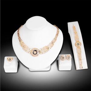 4-Piece Gold Classic Roman Embellished Jewelry Set NEW